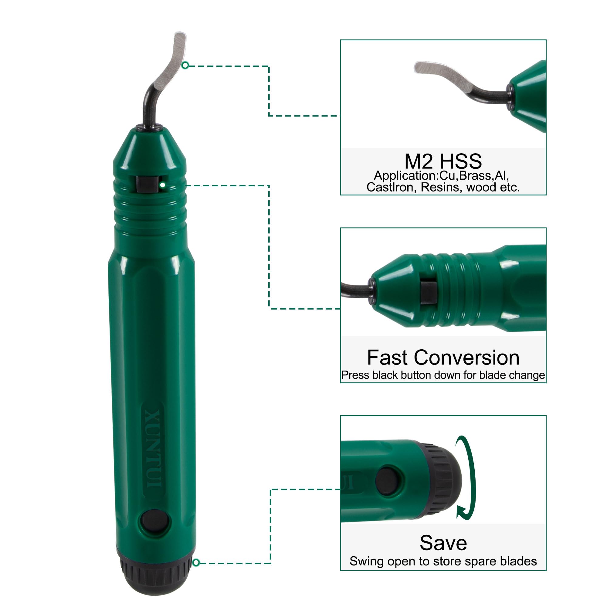 XUNTUI deburring tool included for smooth pipe finishes after cutting