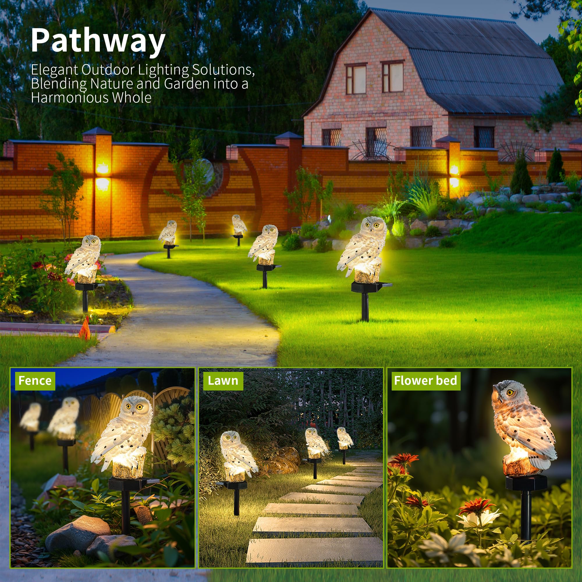 XURLEQ solar-powered owl garden light is easy to install on soil