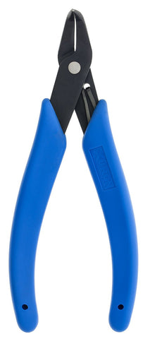 Xuron 486 bent-nose closeup highlights ergonomic design and slim profile for delicate work.