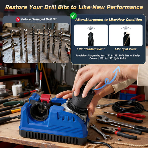 Xvierut drill bit sharpener angle adjustment dial enables custom sharpening angles