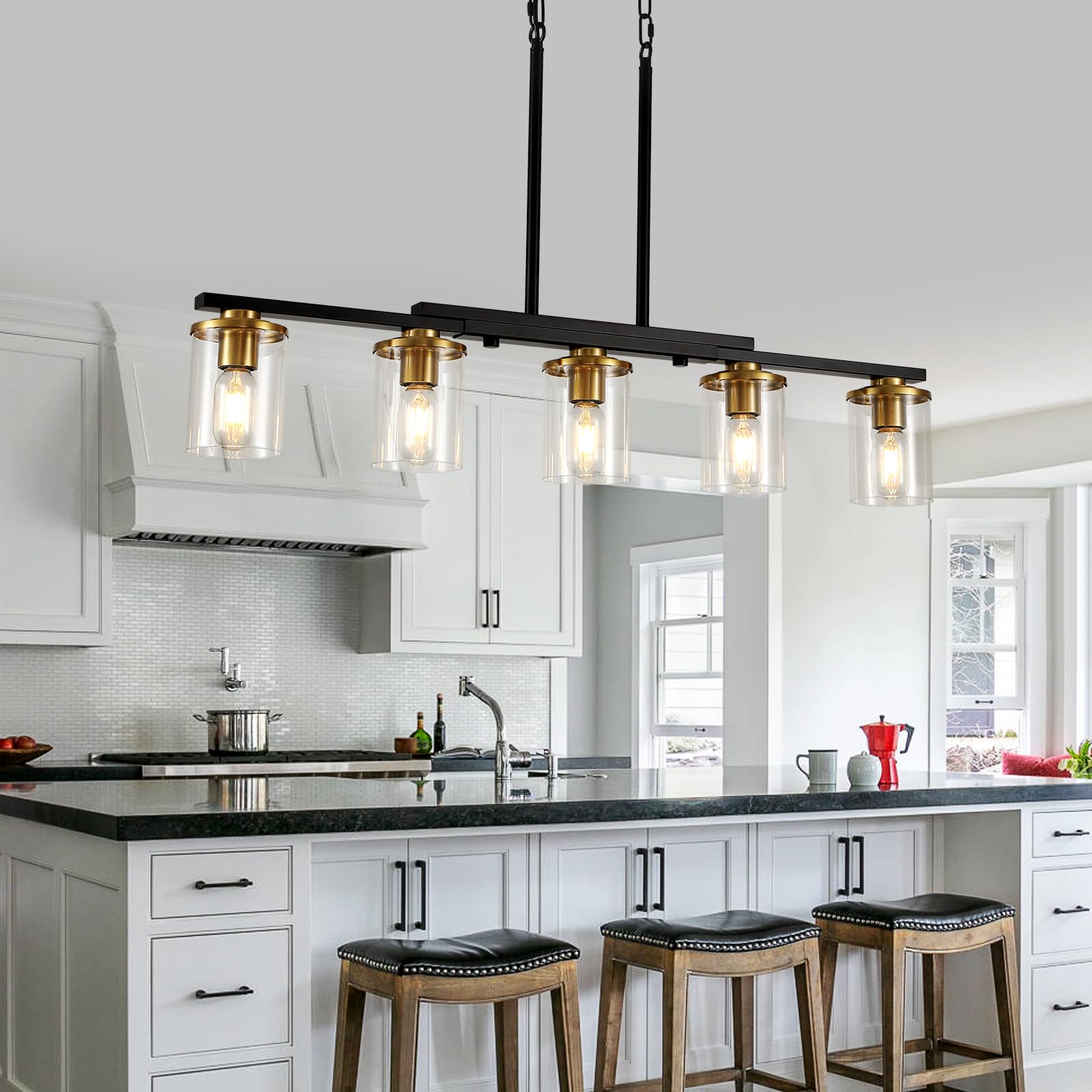 Xvmbm generous five-light chandelier illuminates dining areas evenly