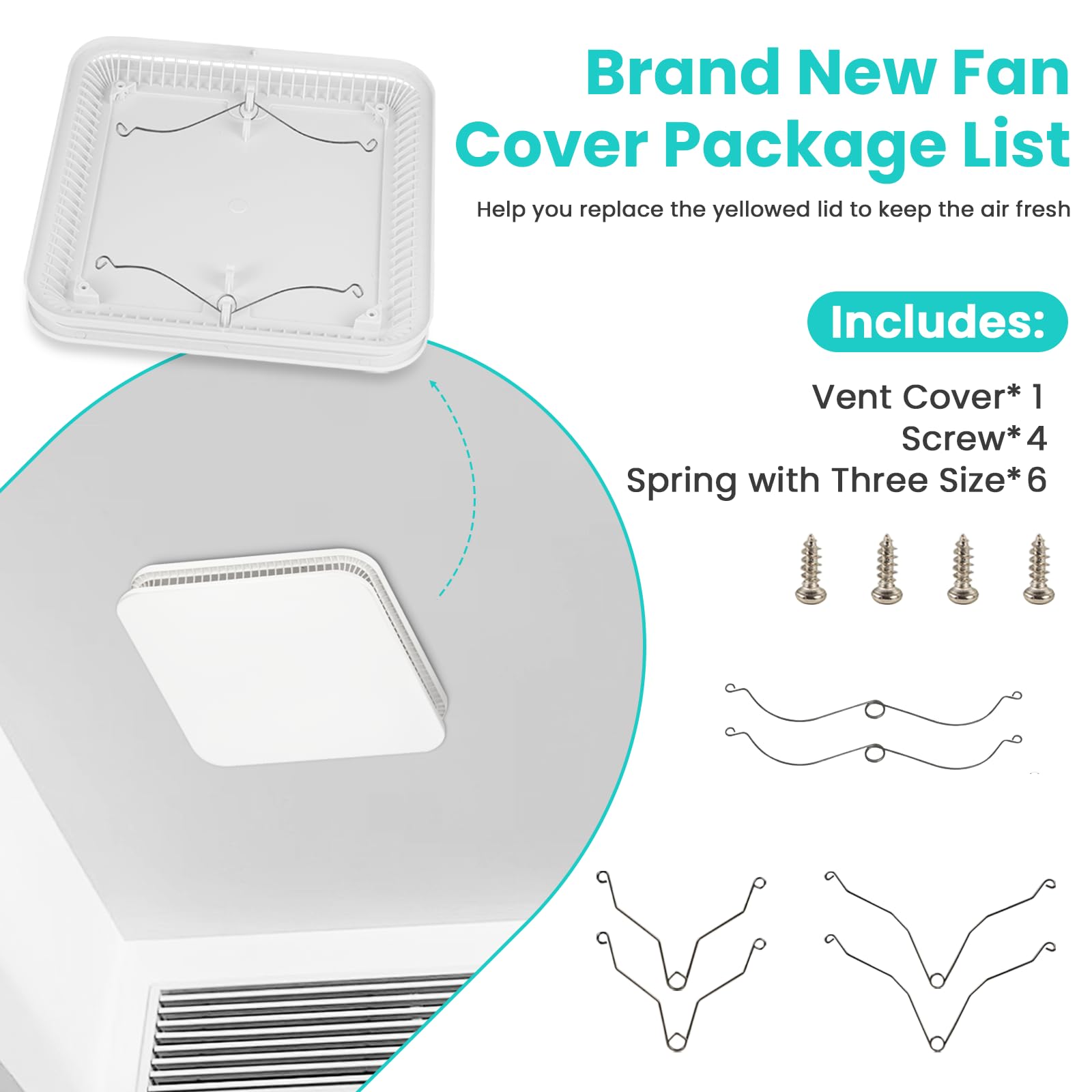 XwaYexa off-white finish bathroom cover blends with ceiling paint.