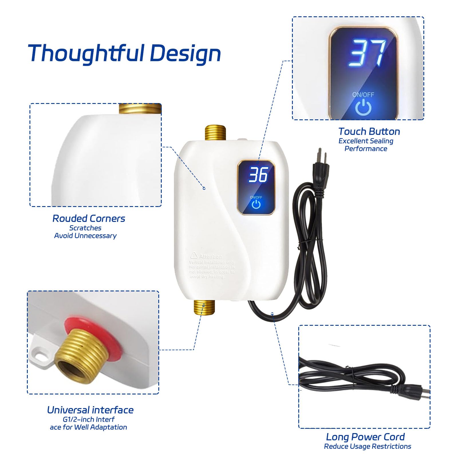 The xwdzswgs safety features include IPX4 protection and auto shutoff.