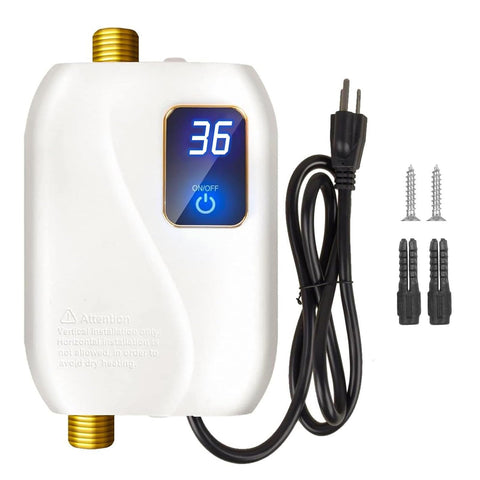 The xwdzswgs tankless water heater front view demonstrates space-saving installation.