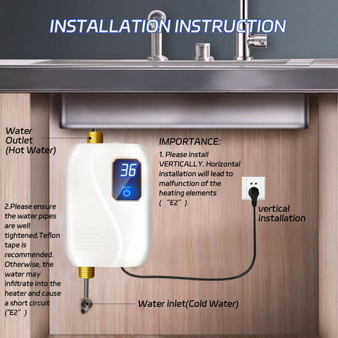The xwdzswgs water heater connection shows a standard 1/2 inch NPT interface.