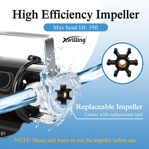XWILLING water pump with hose connection for easy attachment
