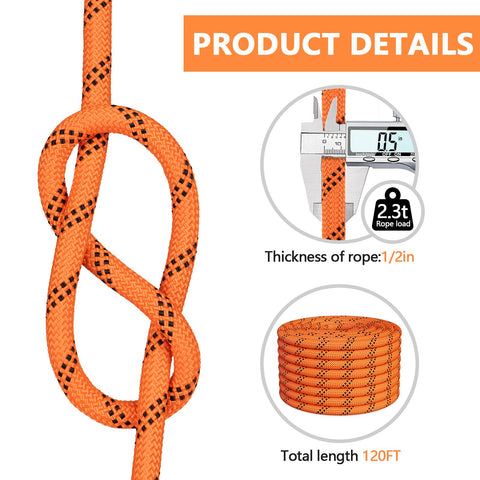 X XBEN arborist rope outer-mechanical weave showcases durability for heavy-duty rigging