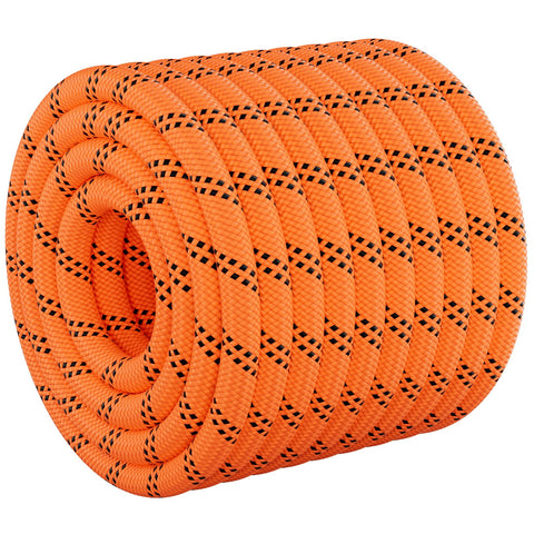 X XBEN braided polyester arborist rope in orange with 12 inner-core for high-strength tasks