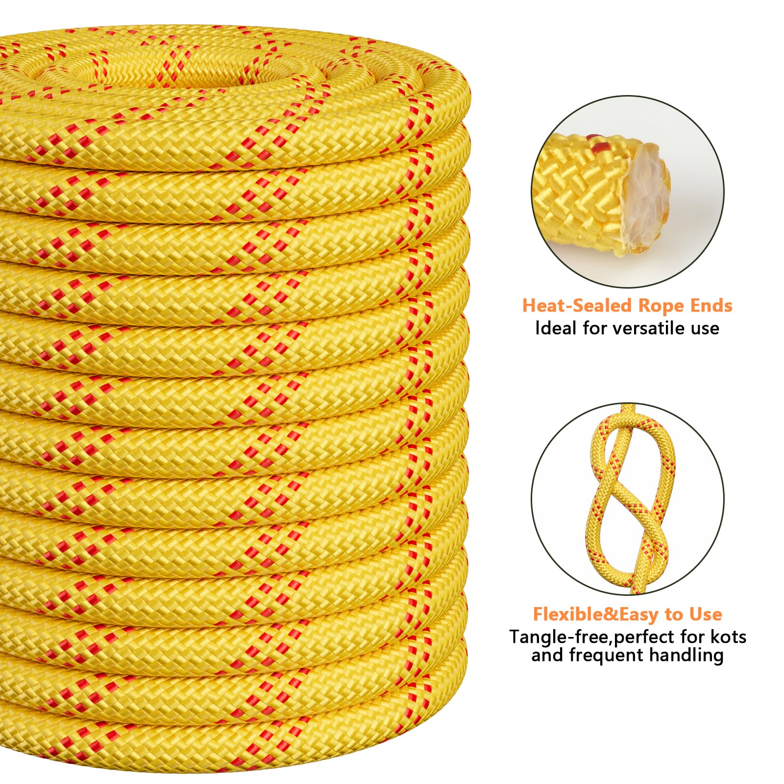 X XBEN double-braided 48-strand rope resists wear in rugged environments.