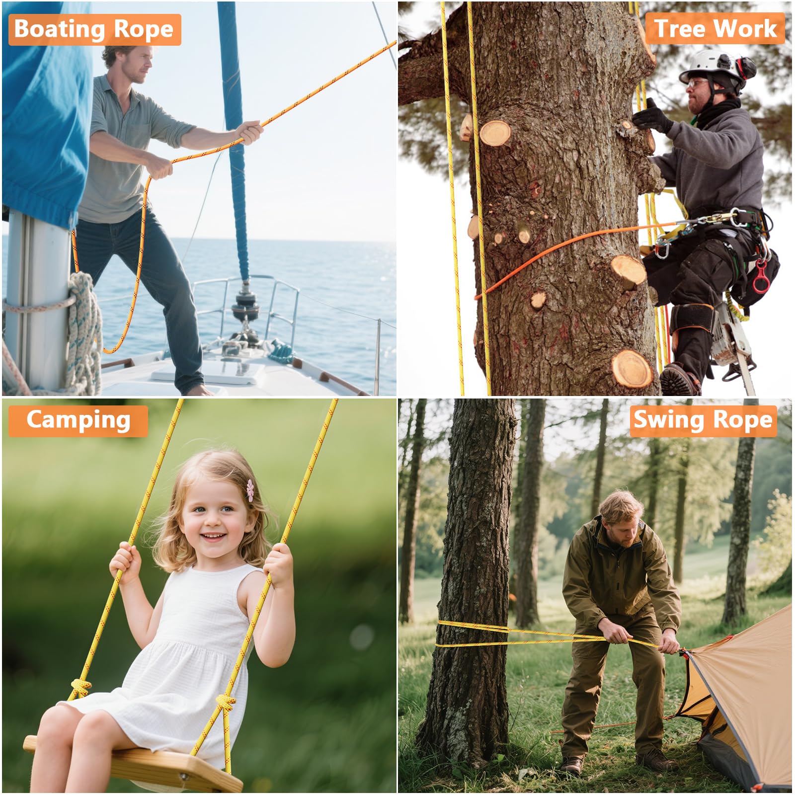 X XBEN lightweight, abrasion-resistant polyester rope for outdoor activities.