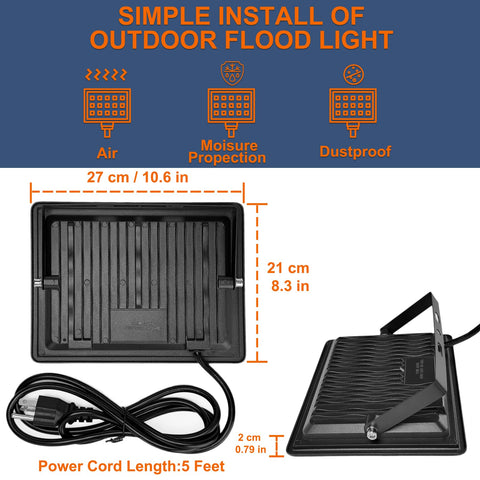 XXBSA 200W LED flood light outdoor two-pack setup for wider area coverage