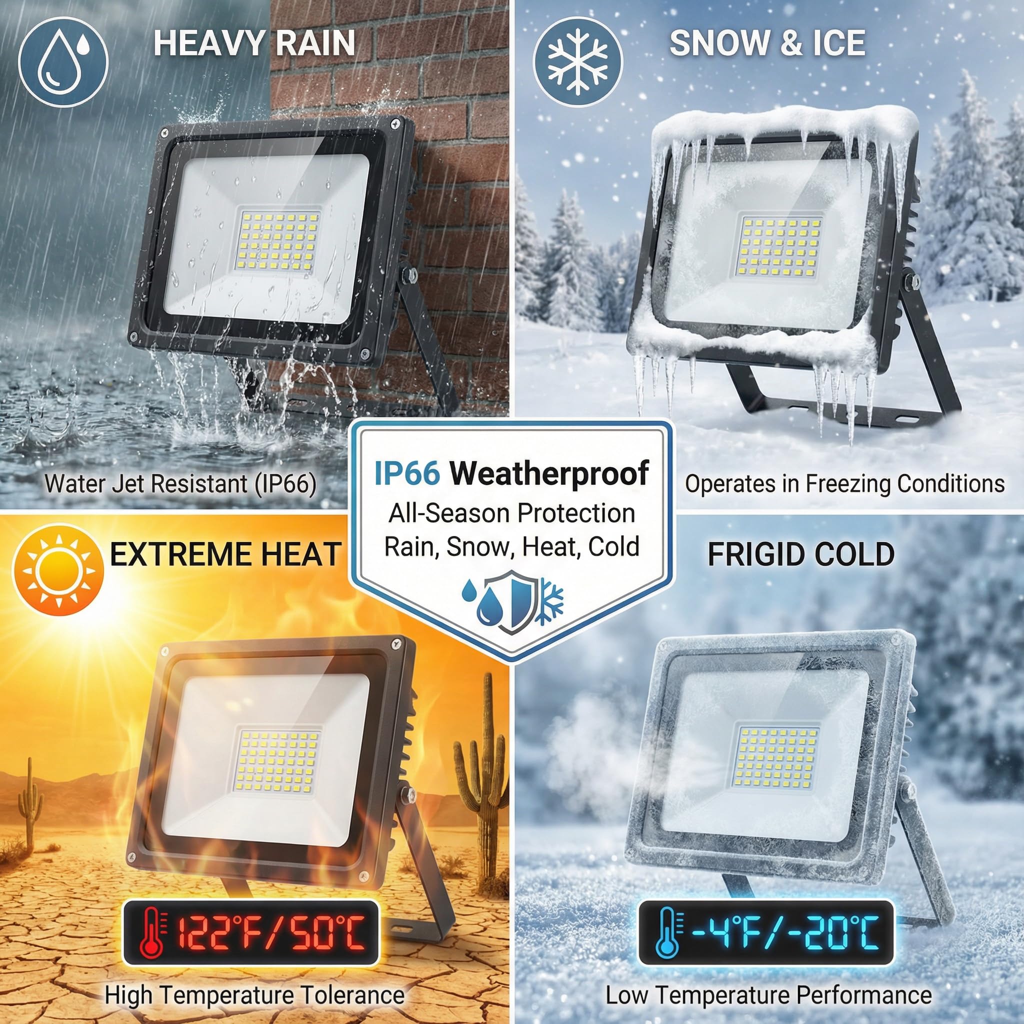 XXBSAZ flood light with plug-in and hardwired options for flexible setup