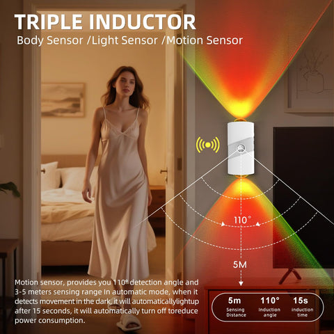 XXMANX motion sensor night light detects movement for hands free illumination.