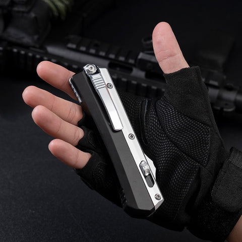 XXV Damascus pocket knife with belt clip for secure outdoor access