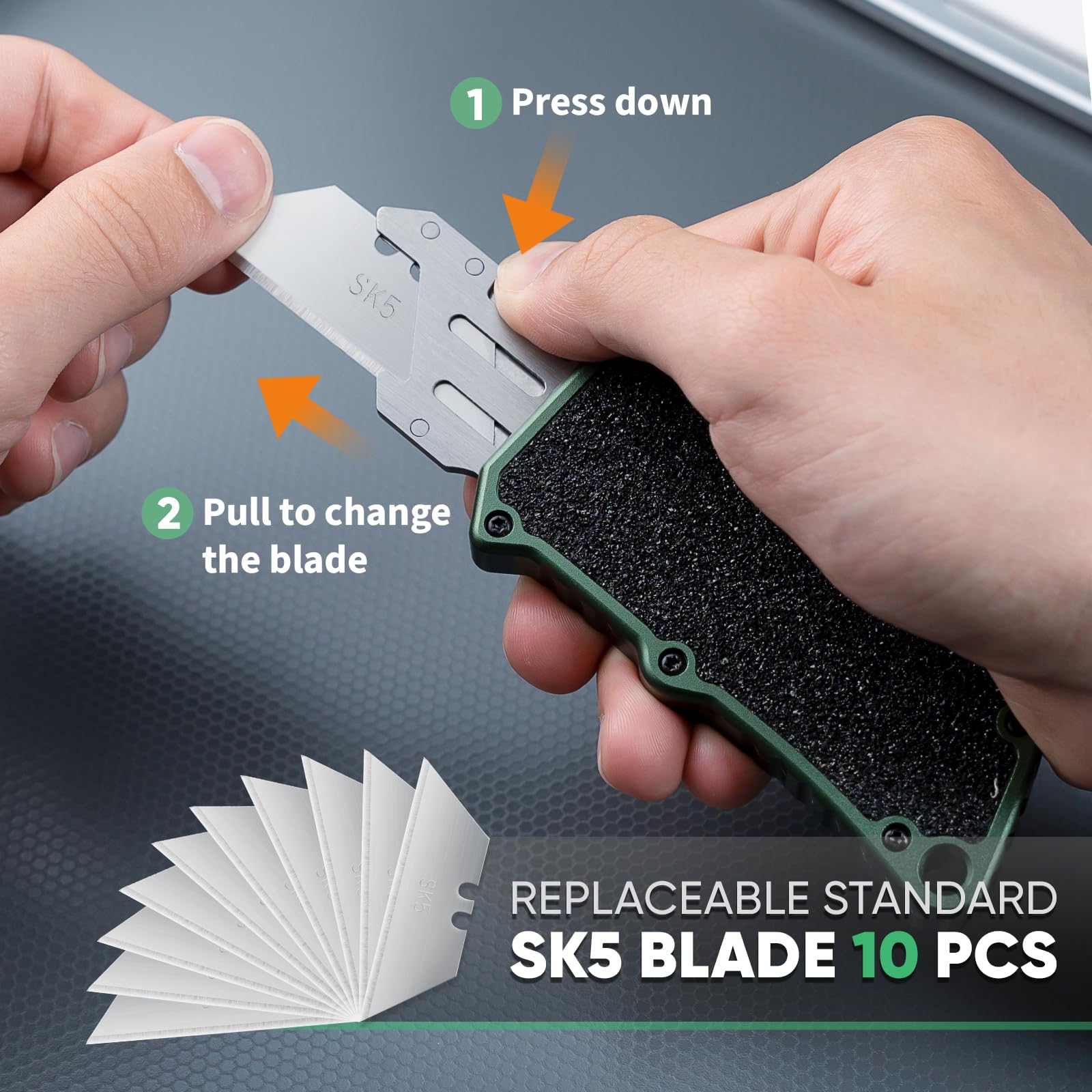 XXV OTF retractable blade mechanism enabling safe, controlled cuts