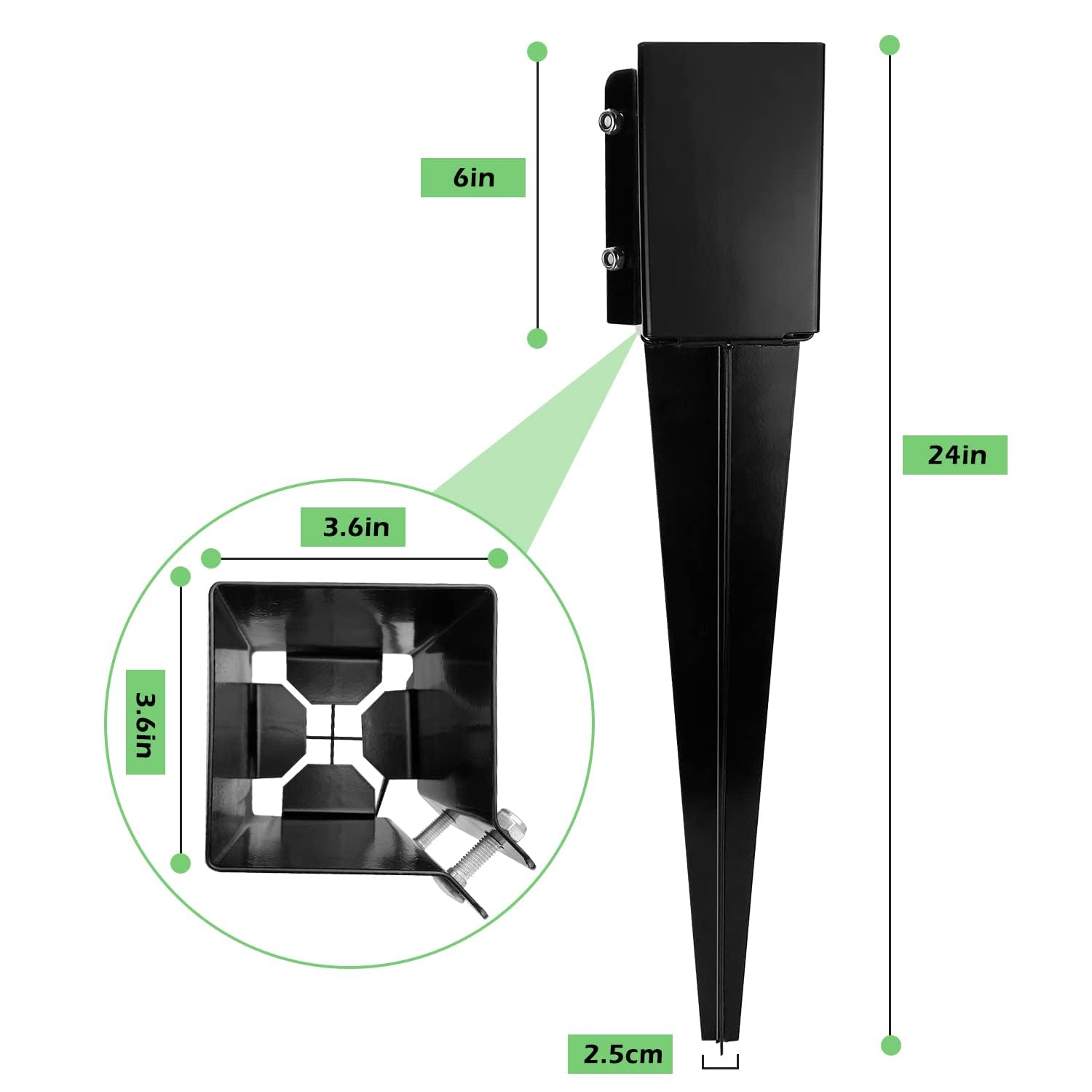 XYADX black powder coated anchor resists rust for long-lasting posts.