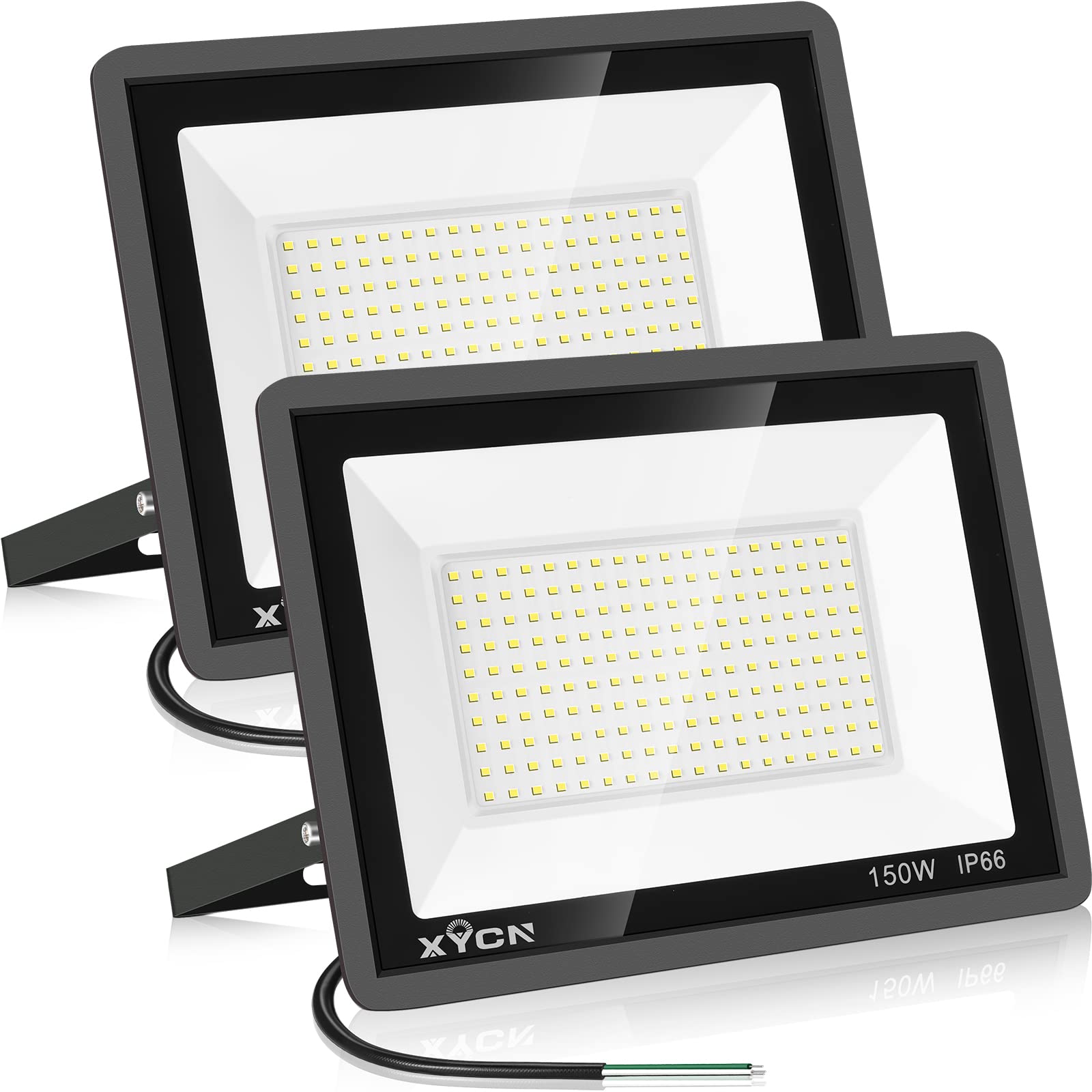 XYCN 150W flood light with wide-angle beam for expansive outdoor lighting.