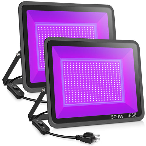 XYCN 2-pack outdoor black lights emitting vivid UV glow for neon effects