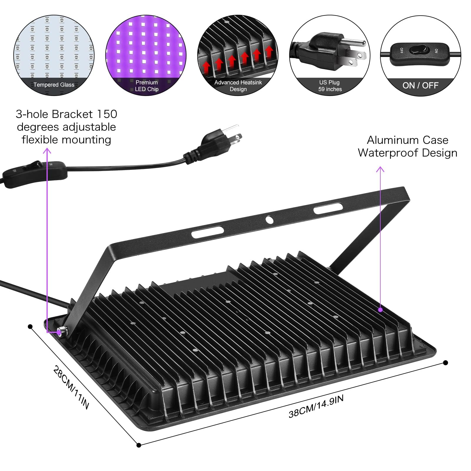 XYCN IP66 waterproof UV black light for outdoor or humid environments.