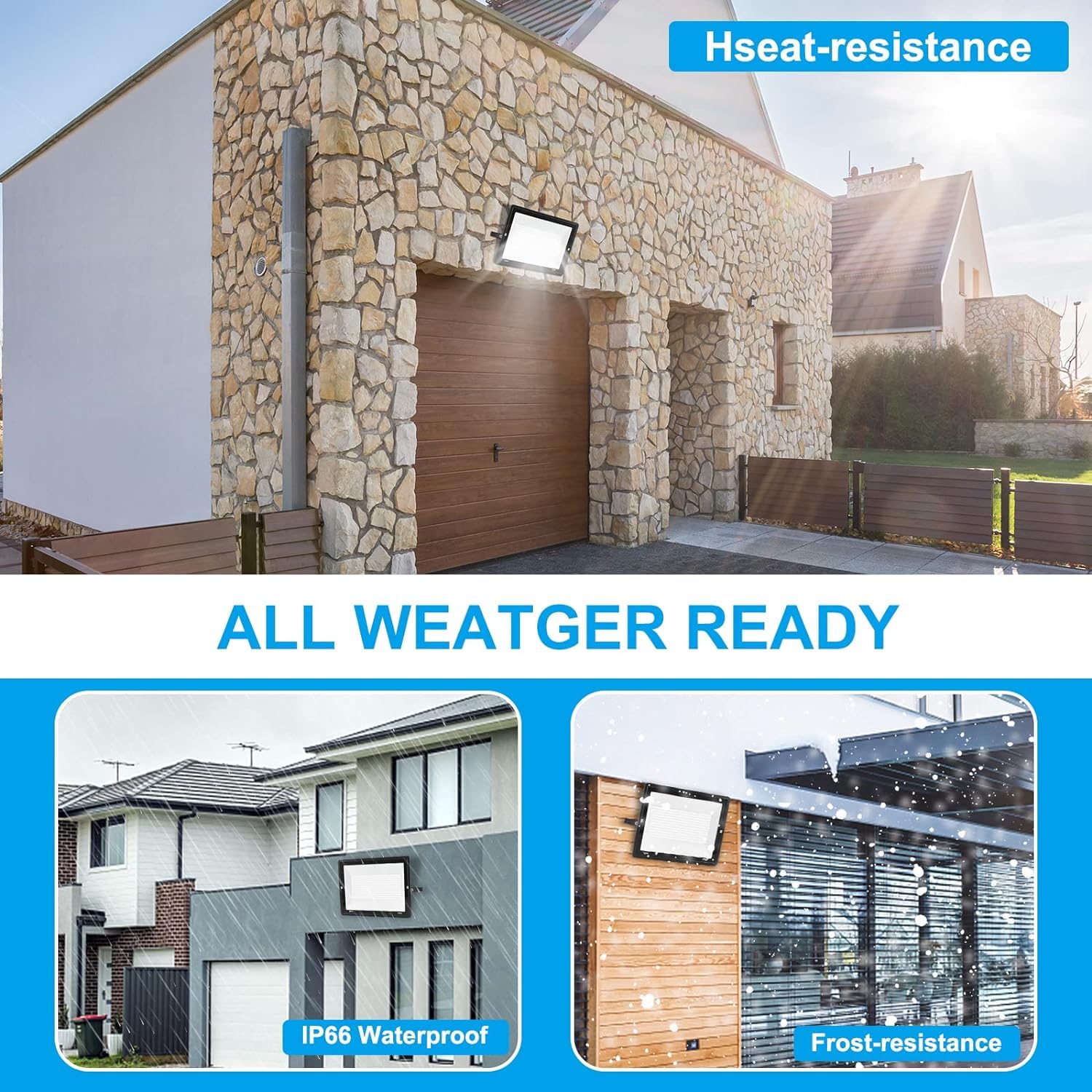 XYCN flood light with finned heat sink for extended life and steady brightness.