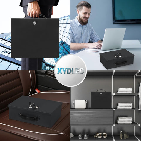 Xydled Fire Safe Box compact dimensions fit a shelf or closet neatly.