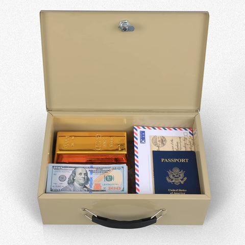 Xydled fire safe box exterior dimensions show compact home office fit.