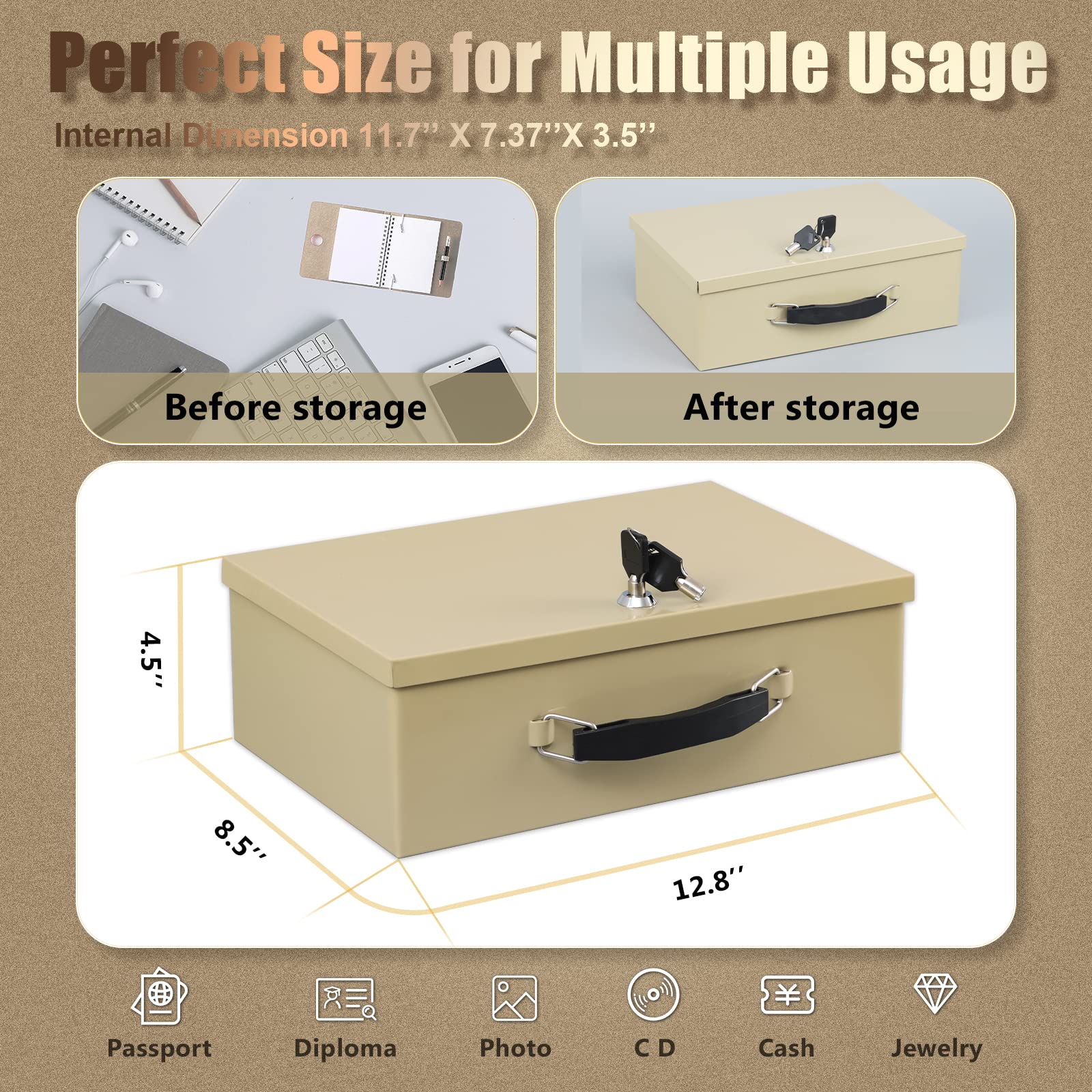 Xydled fire safe box fire insulation layer protects valuables from heat exposure.
