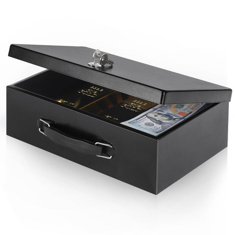 Xydled Fire Safe Box front view shows sturdy steel construction for valuables