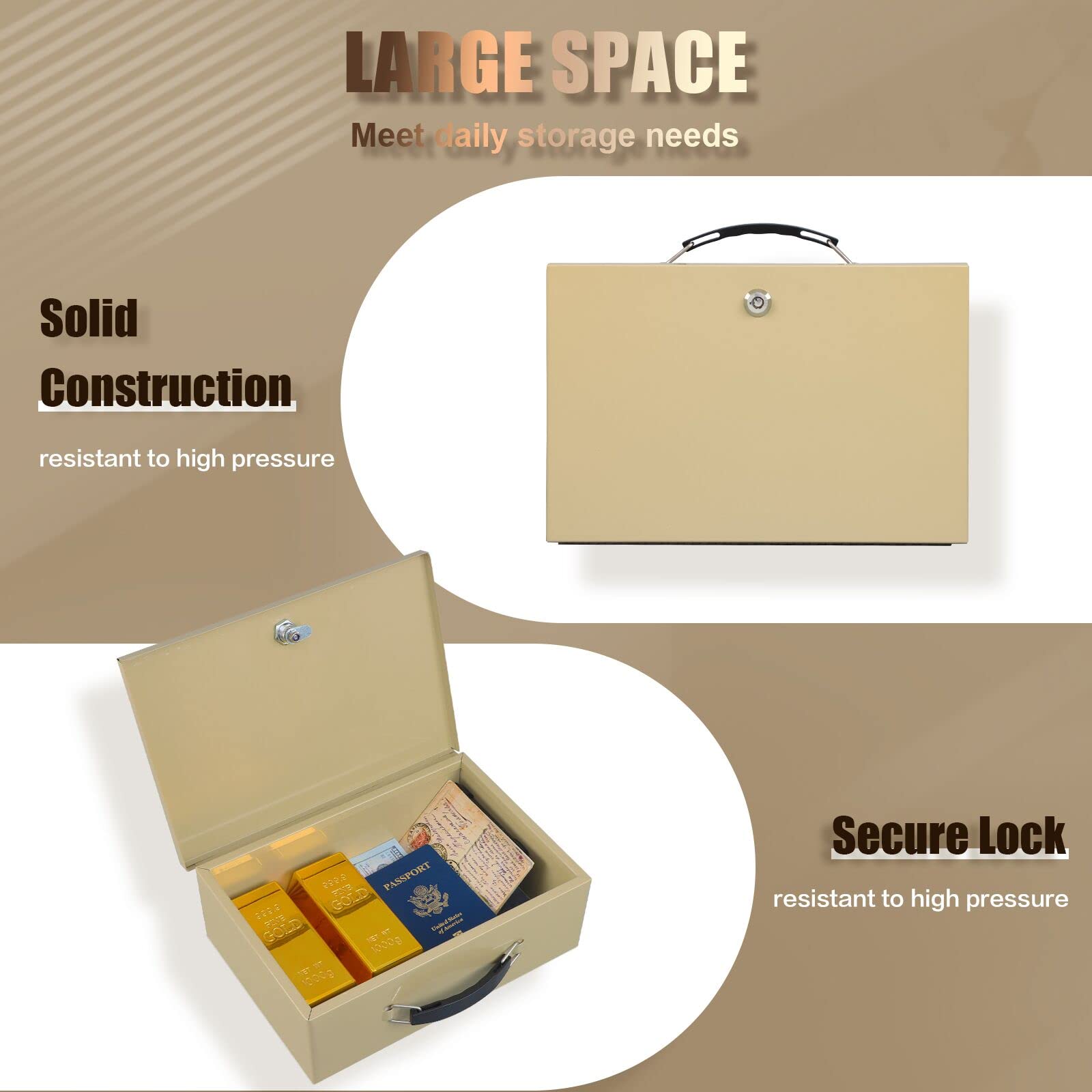 Xydled fire safe box heavy-duty metal construction supports durable, tamper-resistant storage.