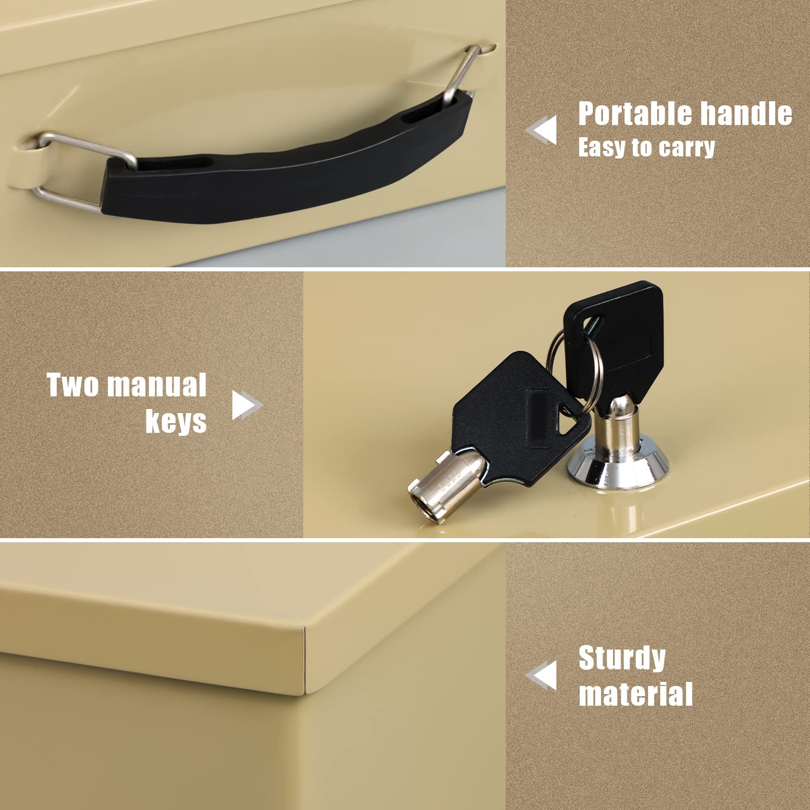 Xydled fire safe box key lock with keys enhances secure access.