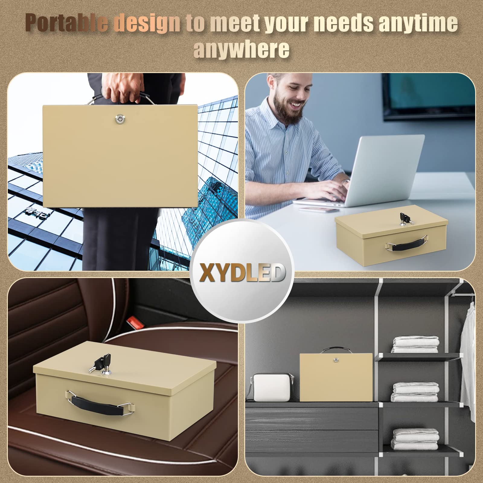 Xydled fire safe box storage ideas for passports, USBs, and photos.