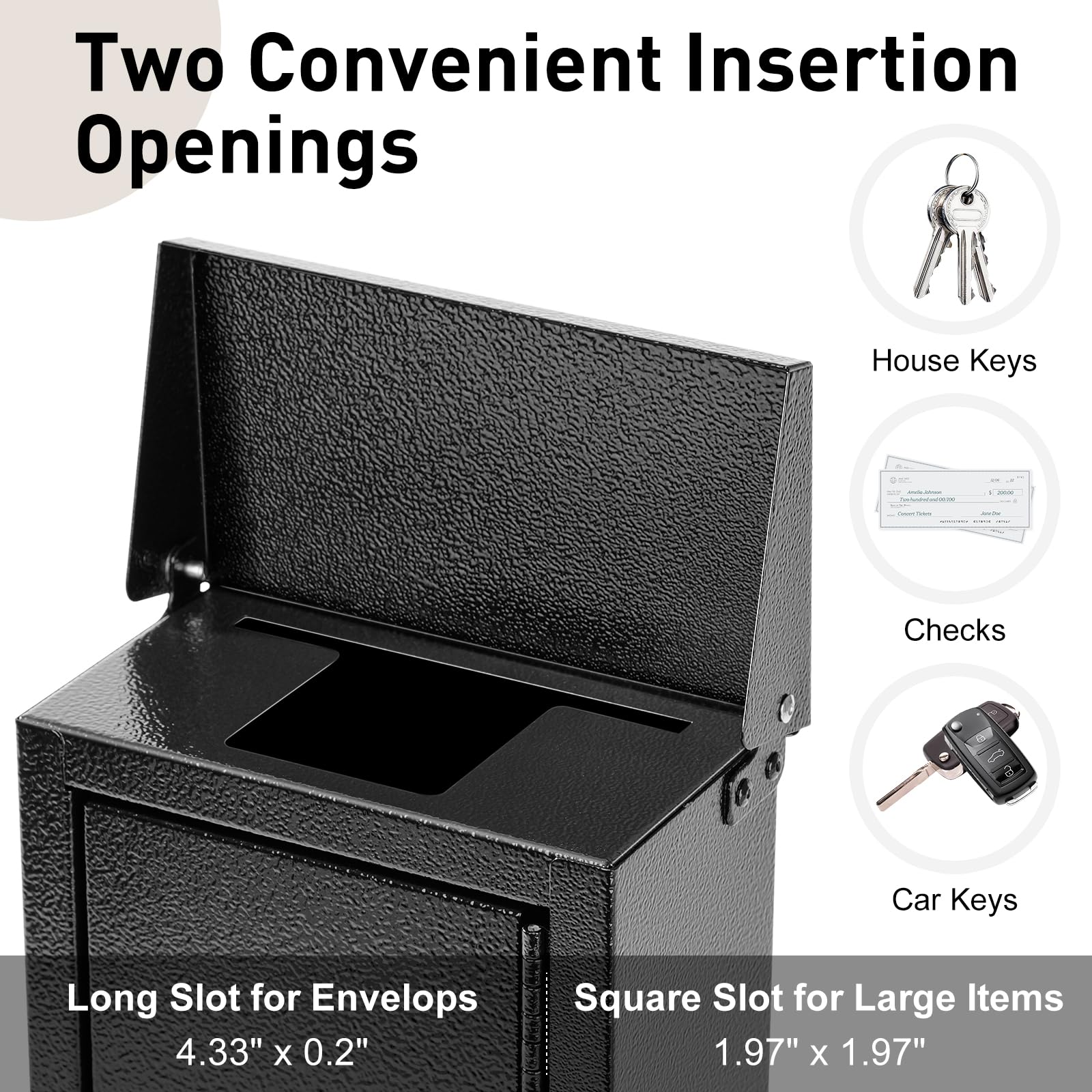Xydled box in use outdoors for key drops on a wall mount