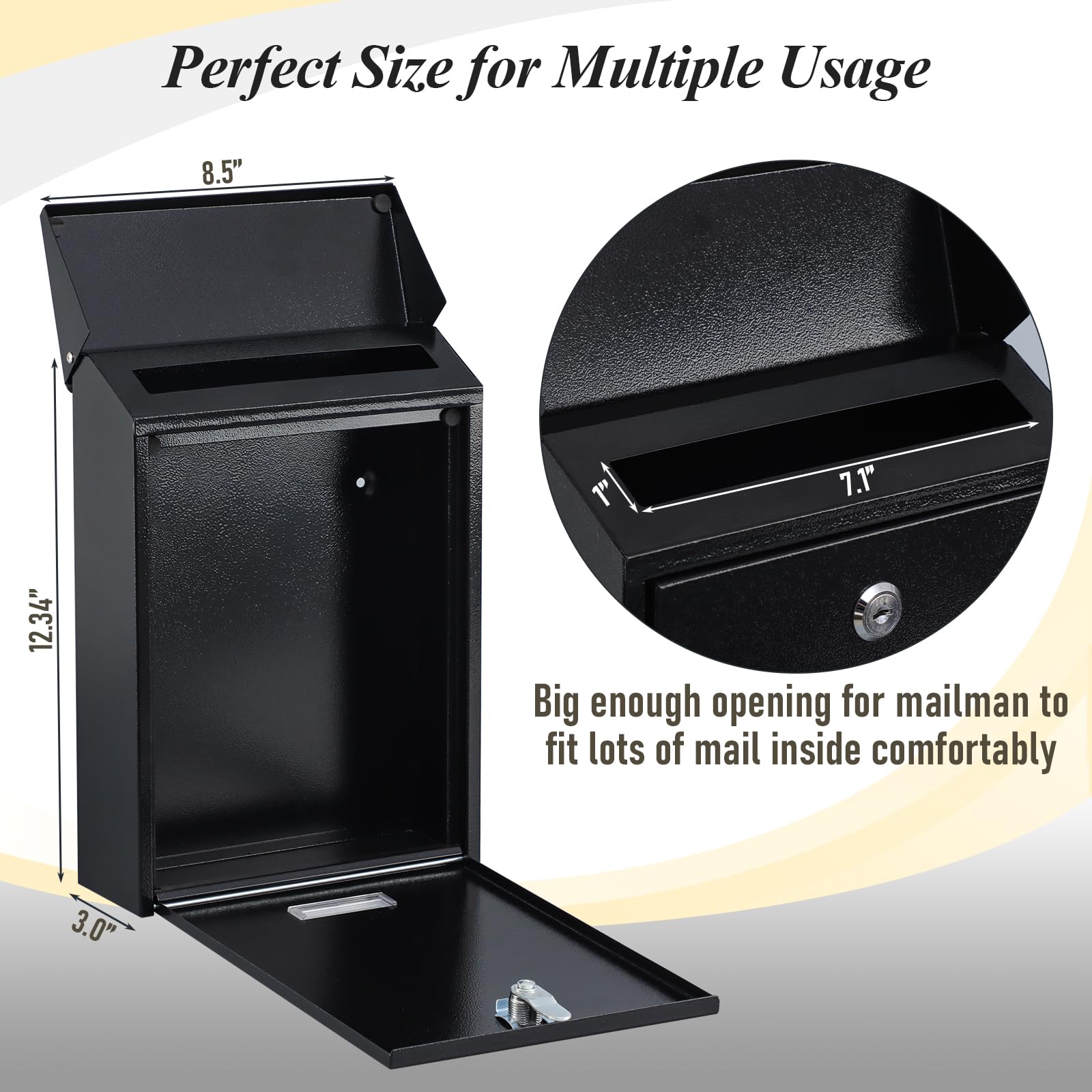 xydled locking mailbox wall mounted side view demonstrates sturdy construction