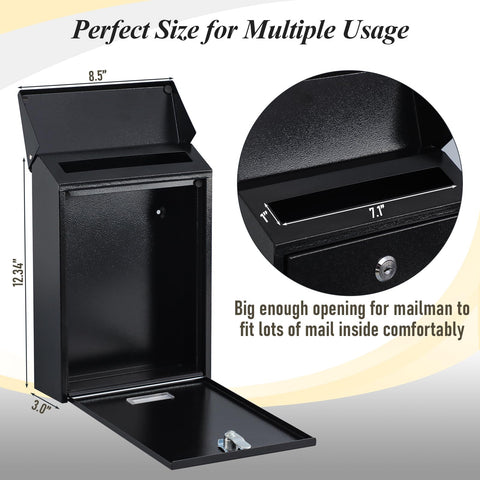 xydled locking mailbox wall mounted side view demonstrates sturdy construction