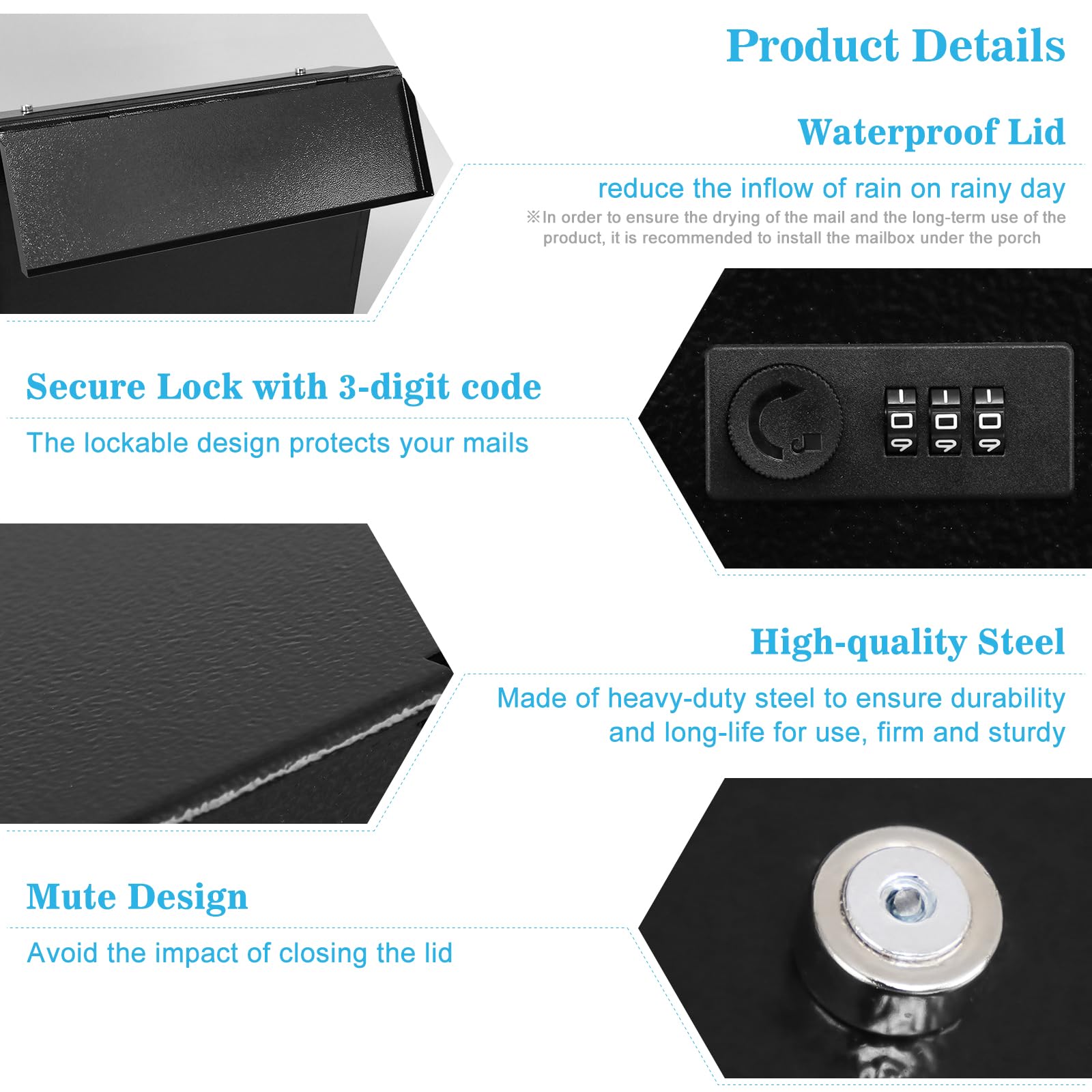 Xydled outdoor use ready mailbox with weather-resistant finish