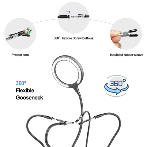 XYK Helping Hands four-arm system offers flexible support for components and wires.