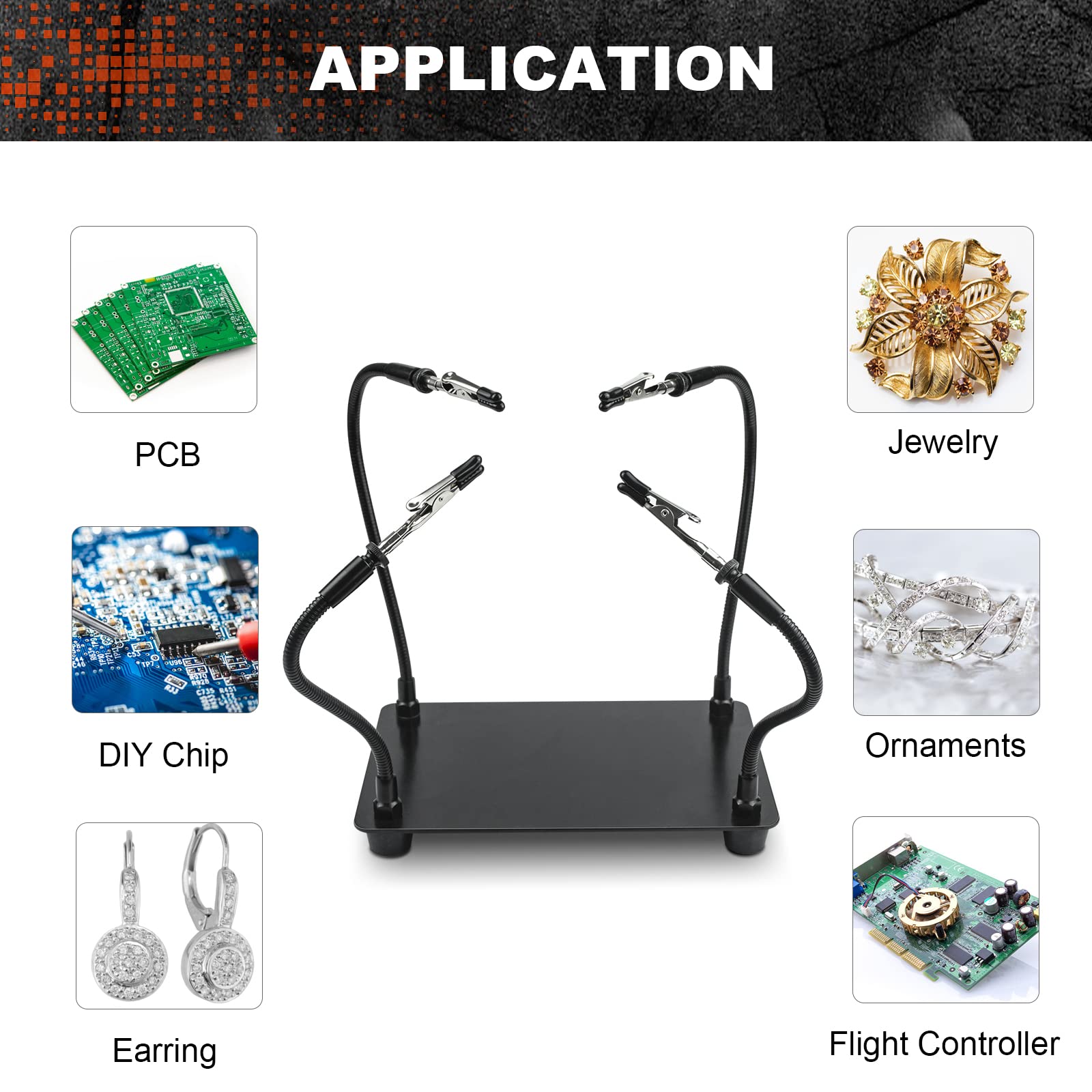 XYK Helping Hands alligator clip rotates to hold components safely