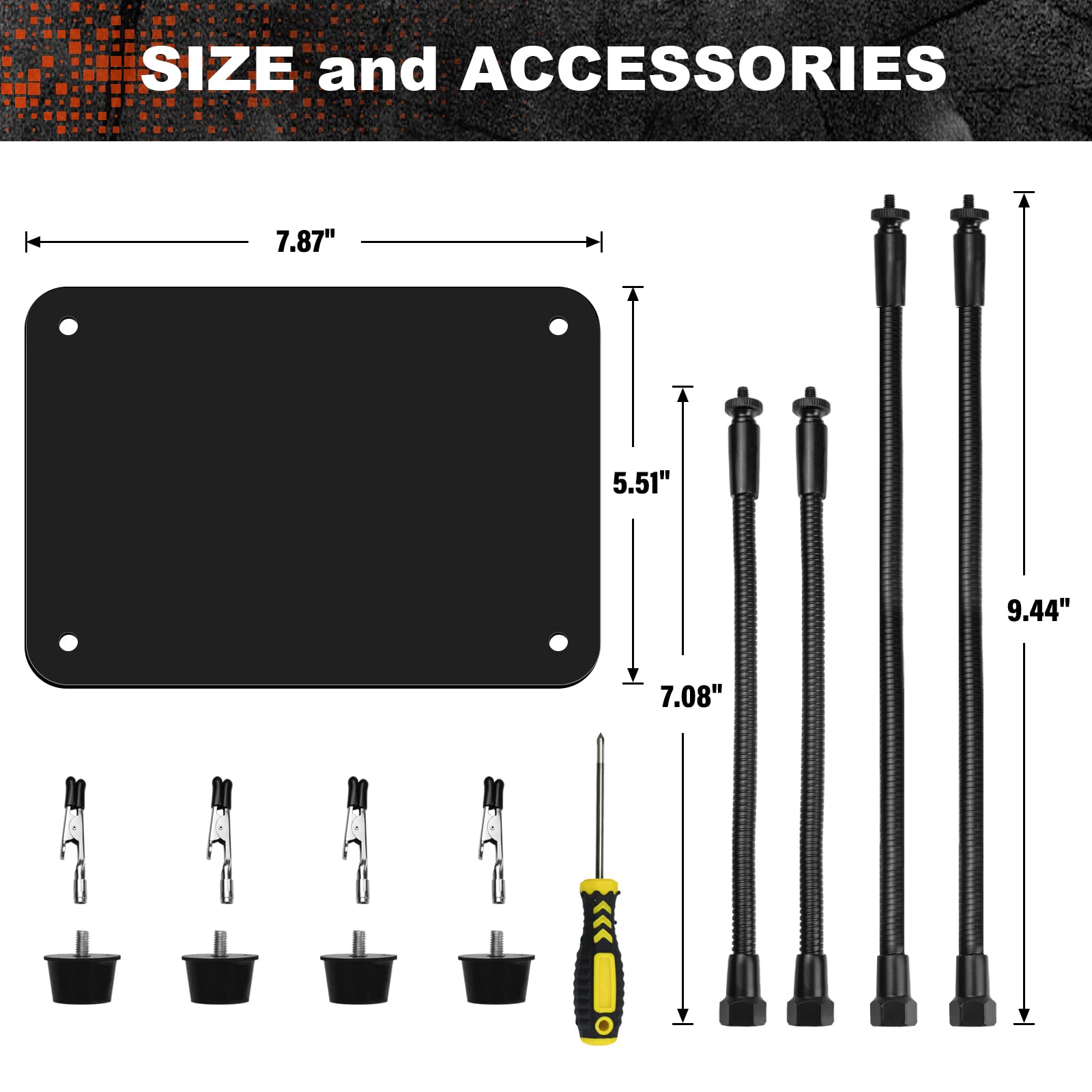 XYK Helping Hands packaging contents includes base, arms, screws, and screwdriver