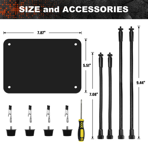 XYK Helping Hands packaging contents includes base, arms, screws, and screwdriver