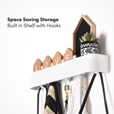 Xympo coat rack with 5-hooks close-up showing sturdy metal hooks.