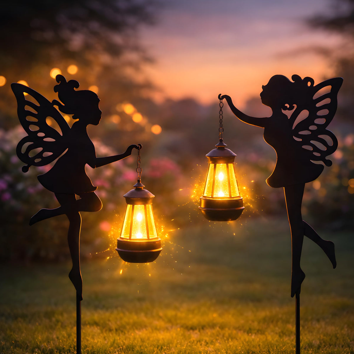 XYRIS solar fairy garden light stake with 39-inch angel for walkways