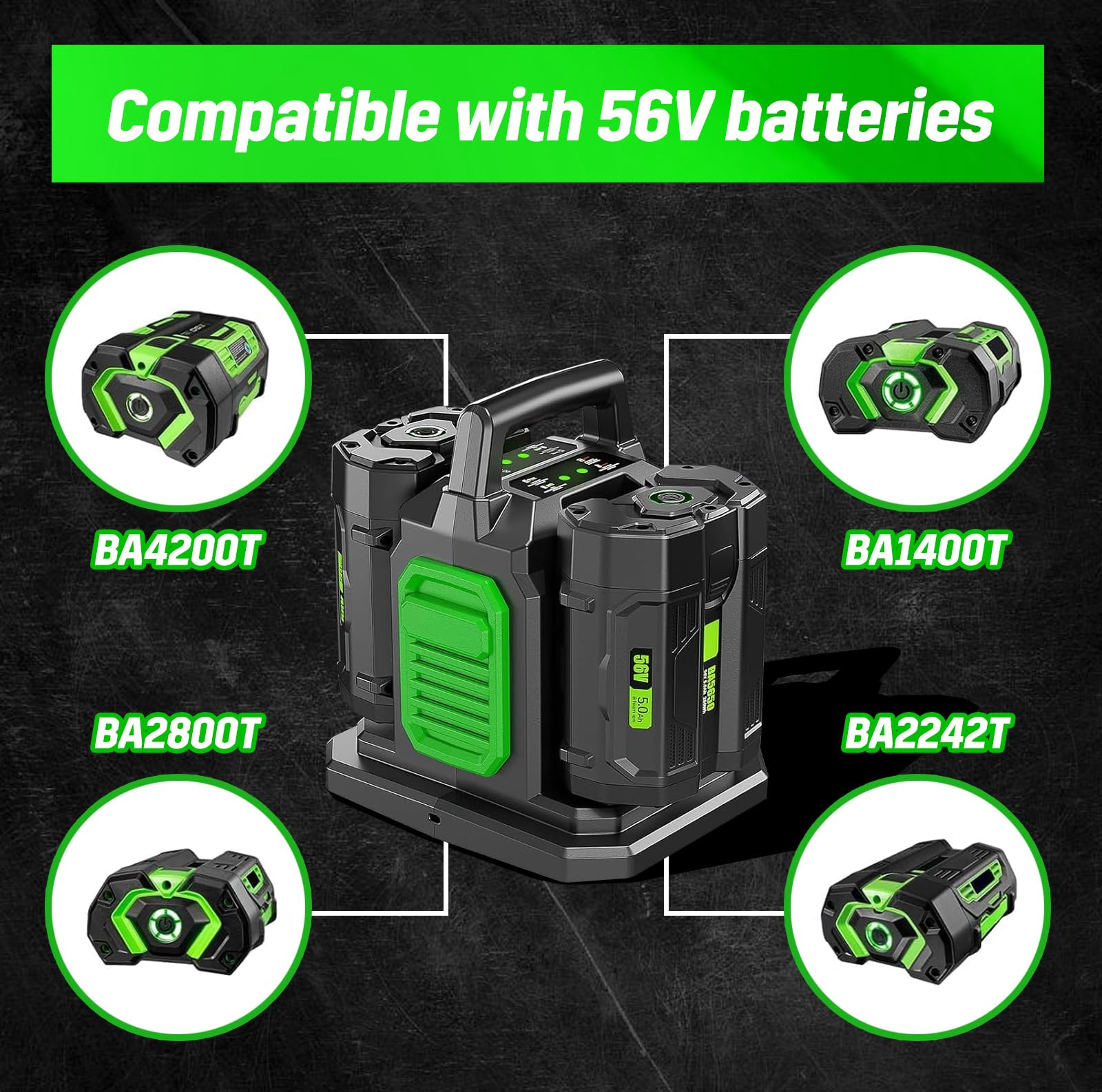 XYT-TECH LED indicators show charge status at a glance for EGO 56V