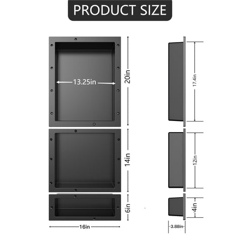 XZETORA shower niche interior storage for shampoo and soap, keeping bath organized.