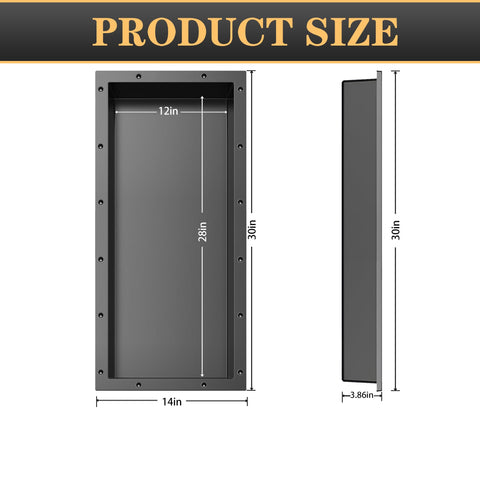 XZETORA shower niche 14x30 exterior profile ready for tile installation.