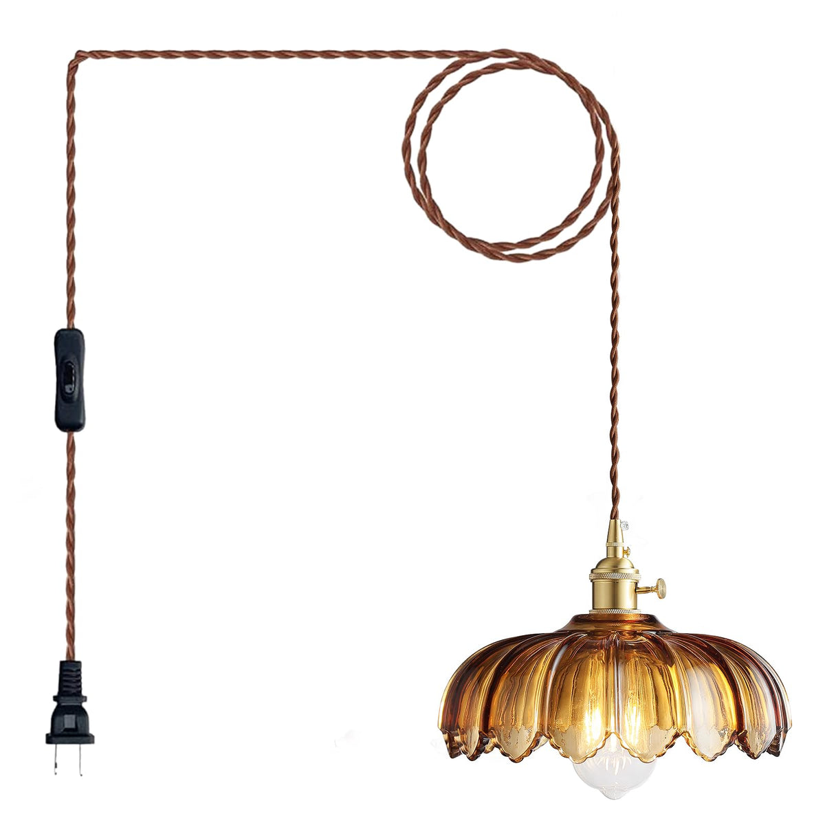 XZHGCEE amber glass pendant shade creates a warm dining atmosphere.