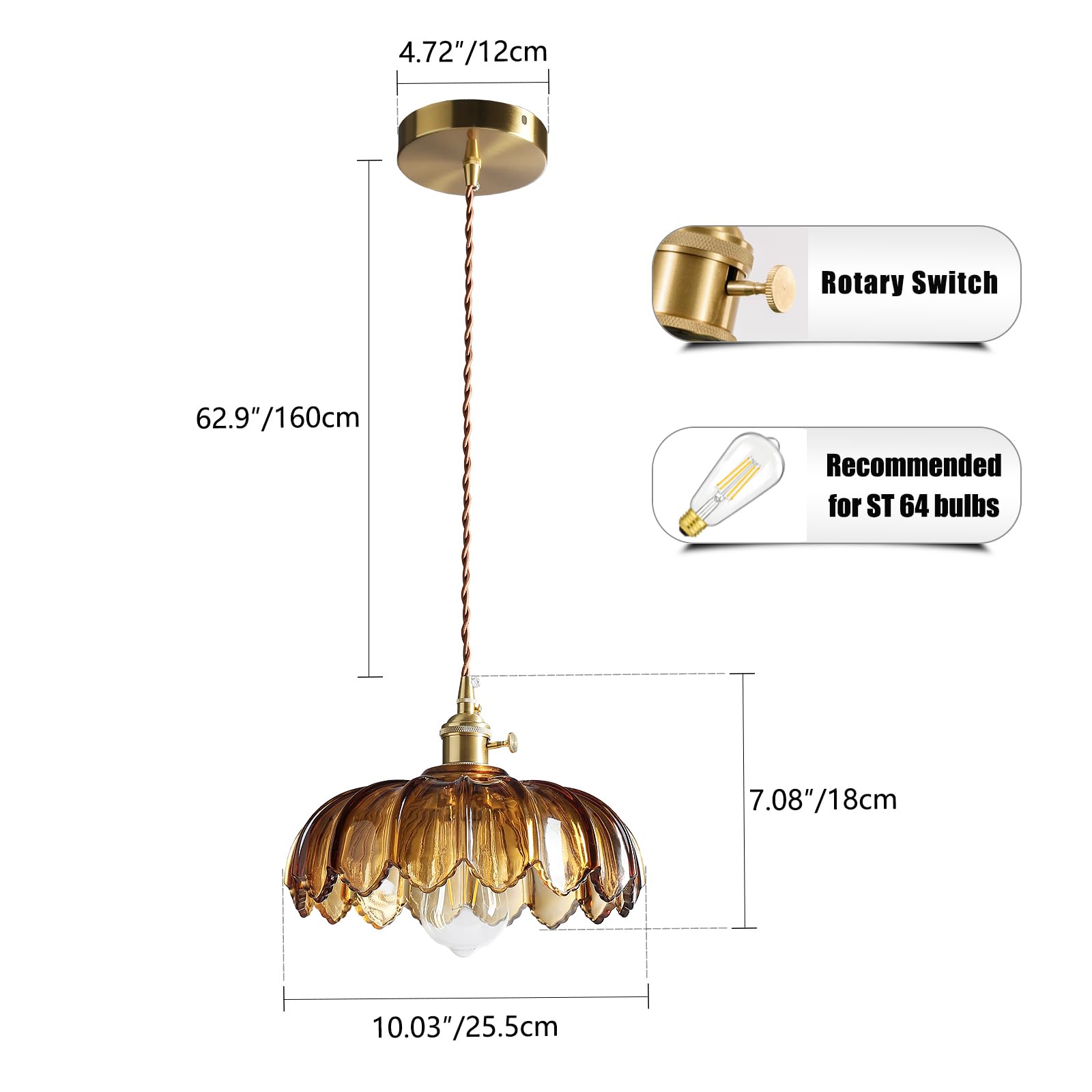 XZHGCEE amber glass shade creates mid-century charm in living rooms