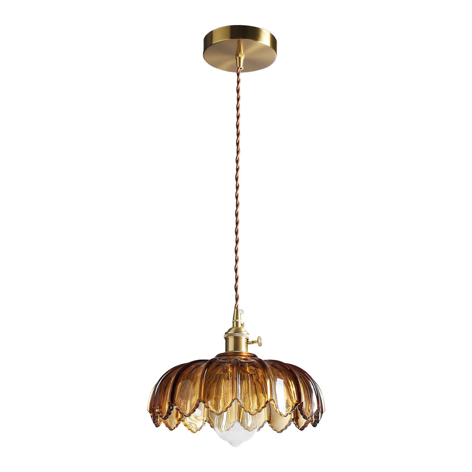 XZHGCEE pendant light with amber glass and rotating switch for kitchen island ambience