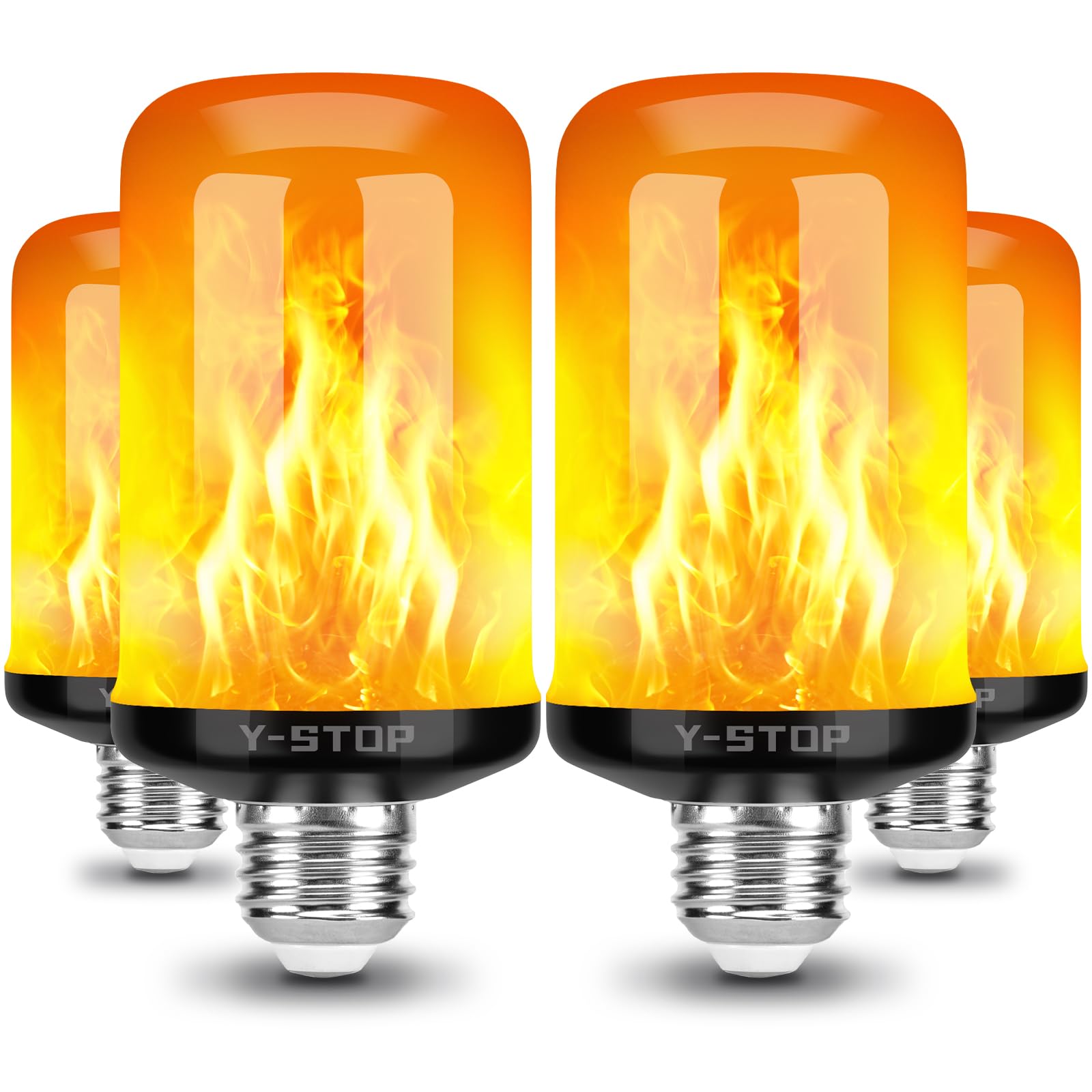 Y- STOP LED flame light bulb with four modes for realistic candlelight ambiance.