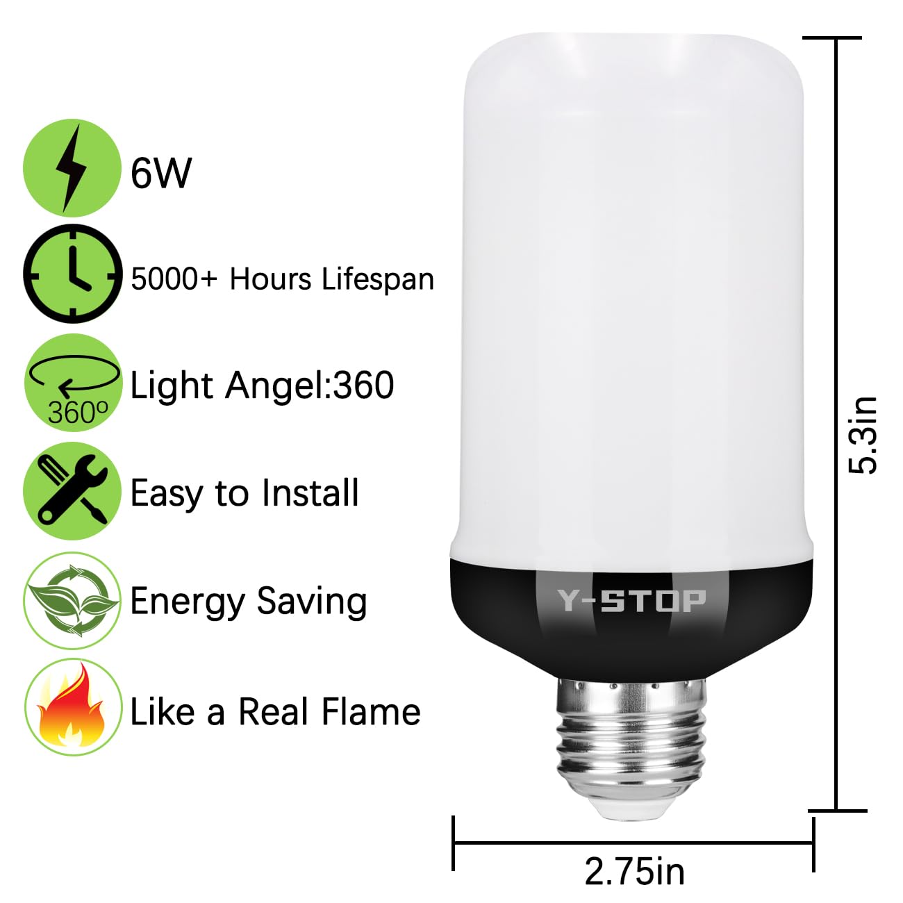 Y- STOP LED flame bulb ideal for Halloween decorations and atmospheric parties.