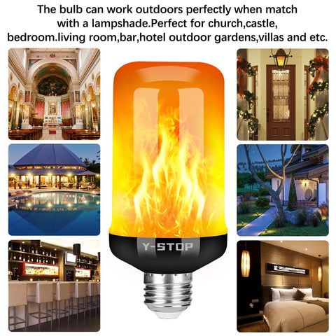 Y- STOP flame bulb suitable for indoor and outdoor decor with safe, low heat lighting.